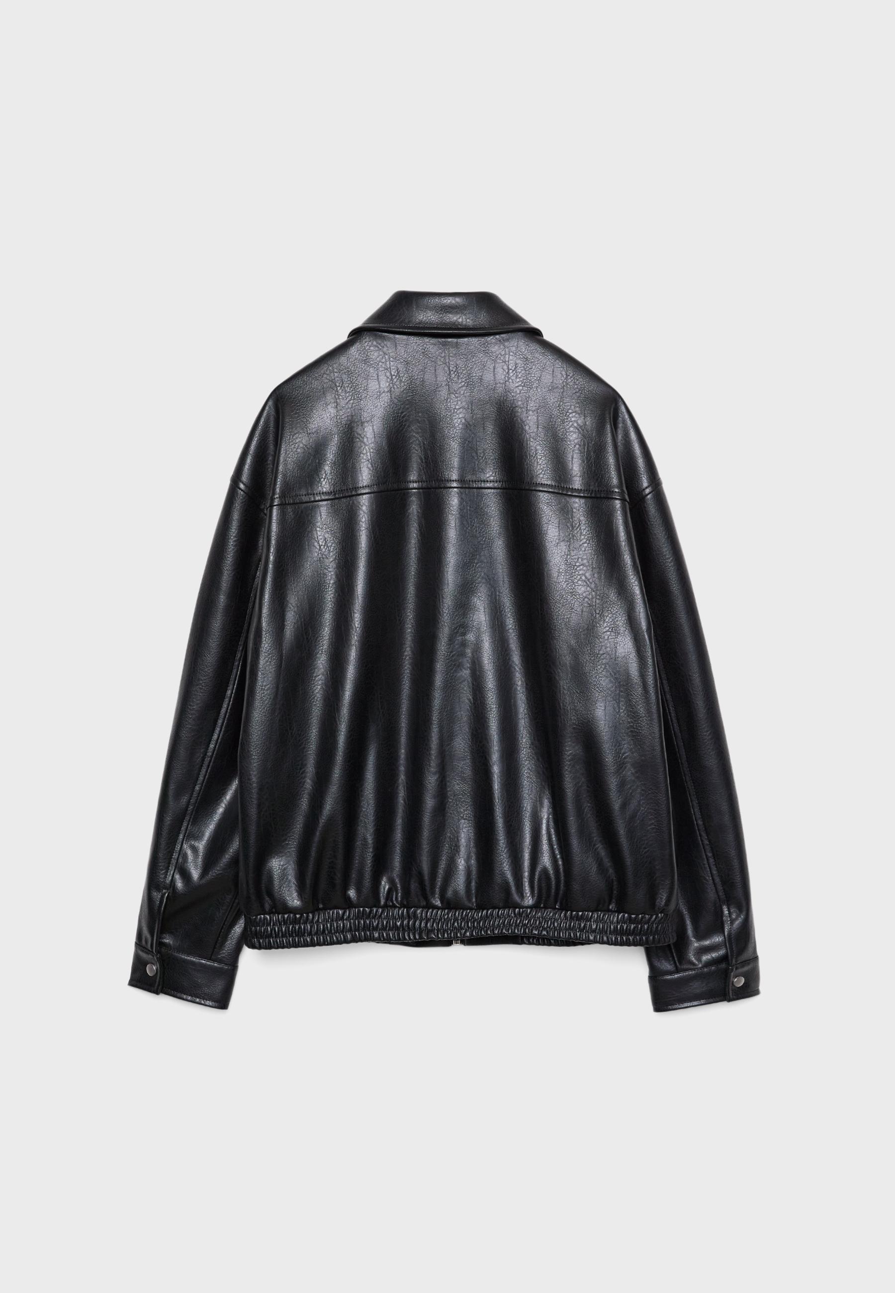 Oversize leather effect jacket — Black