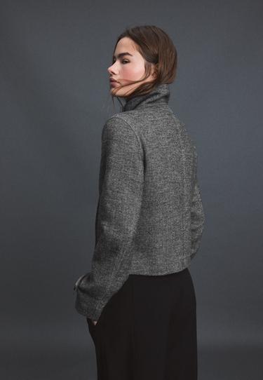 High neck wool-blend jacket — Dark grey 5