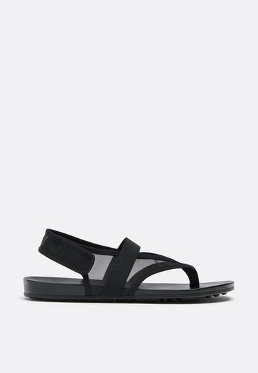 Flat thong mesh sandals — BLACK  1