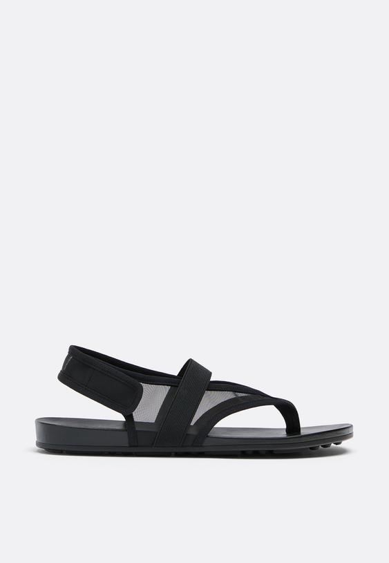 Stradivarius Φλατ Σανδάλια Thong Τούλινο Μαύρο 36