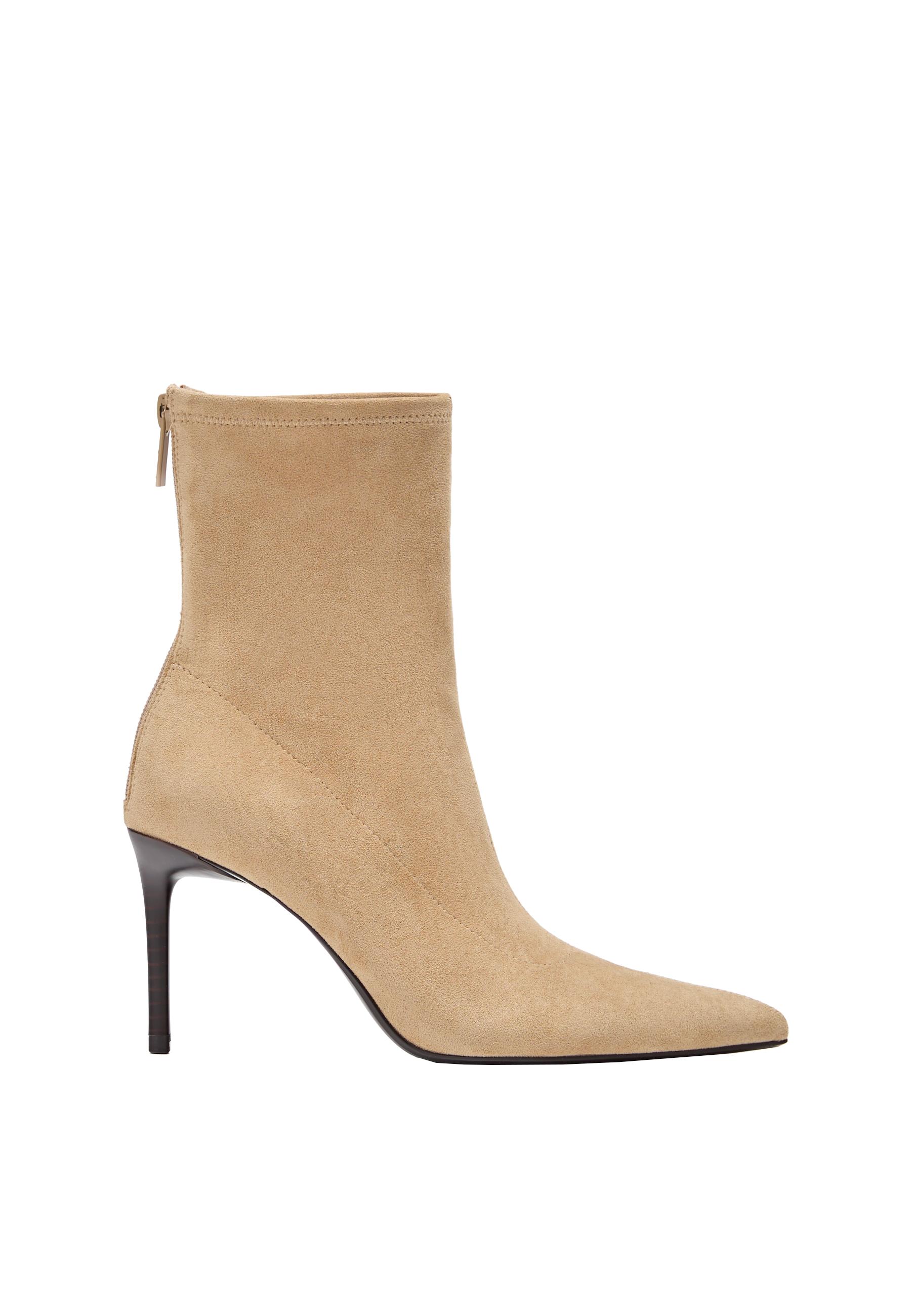Faux suede stiletto ankle boots — BEIGE