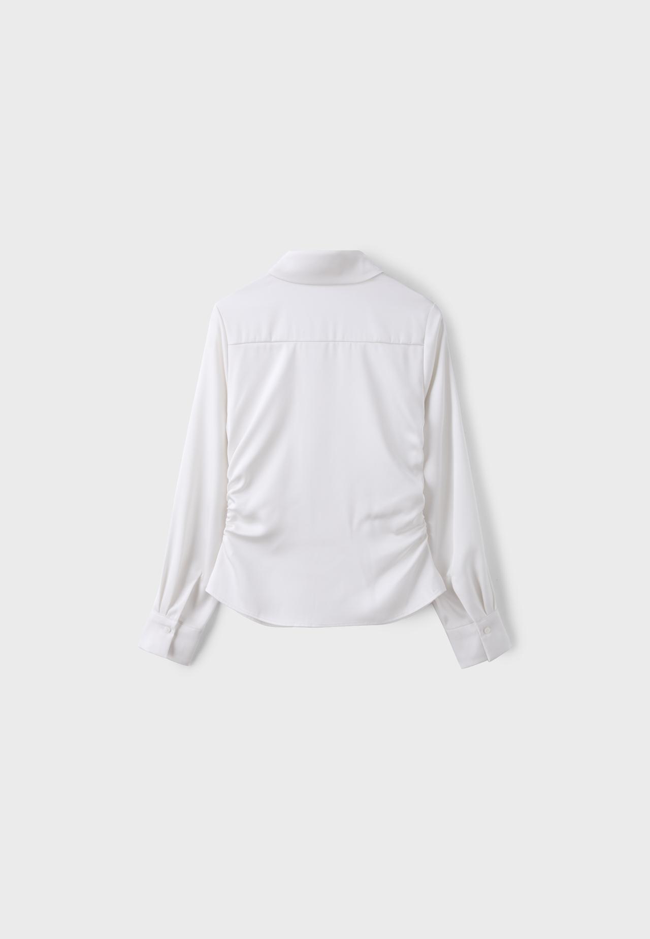 Gathered sateen shirt — Ecru