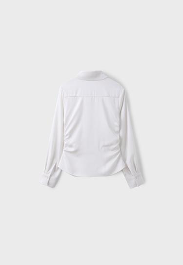 Gathered sateen shirt — Ecru 8