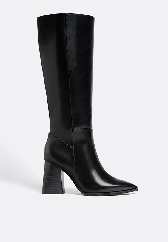 Stradivarius Black High-Heel Boots Black 3