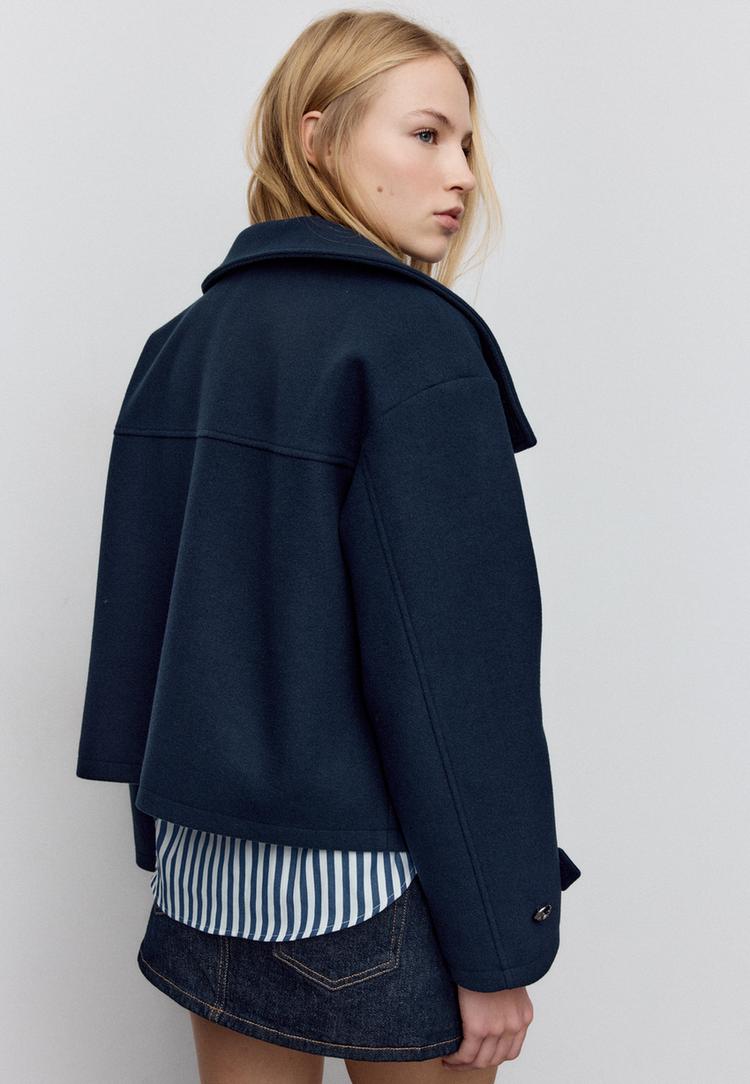 cazadora cruzada cuello alto tacto suave