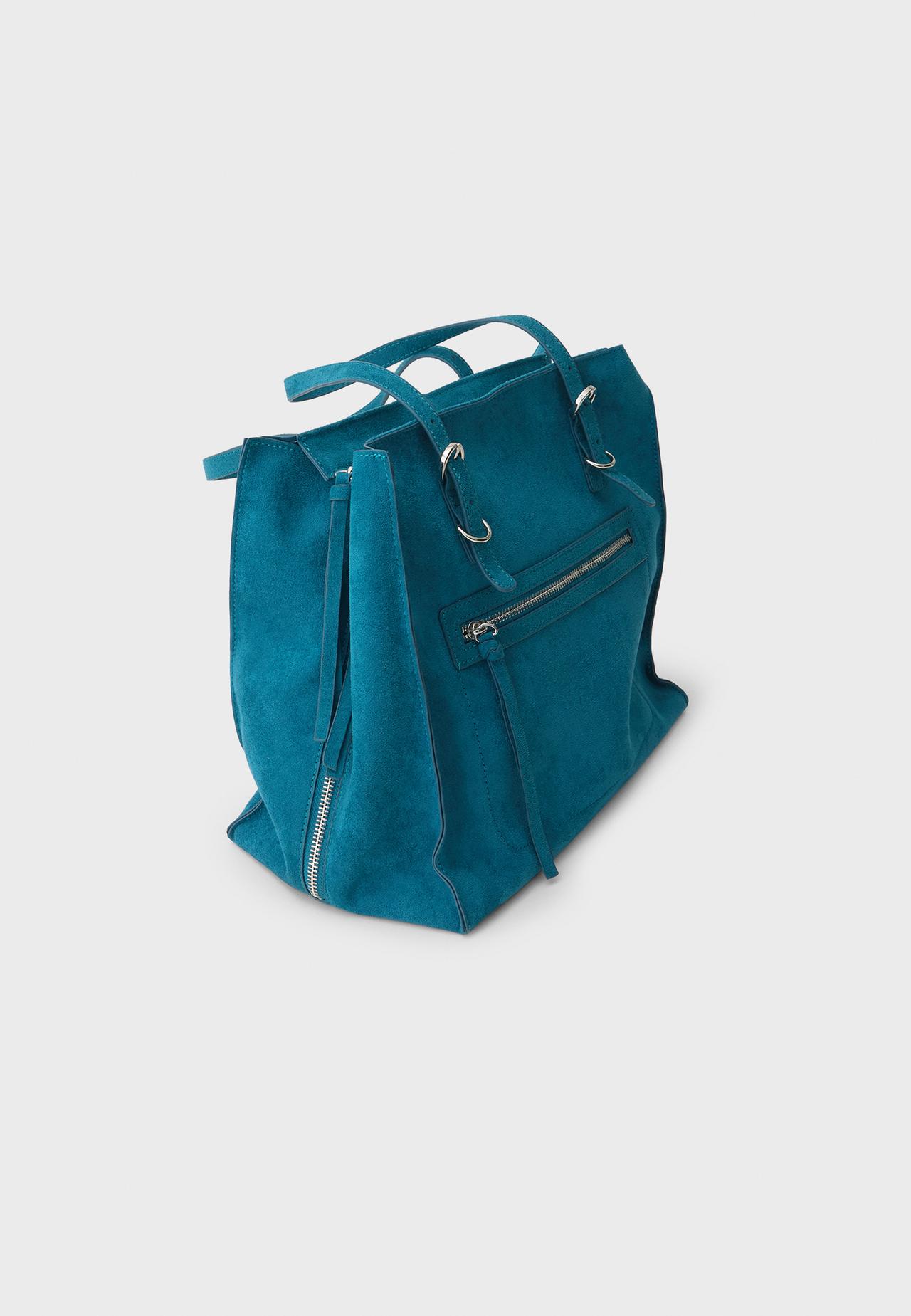 Shopper bag with zips — Teal
