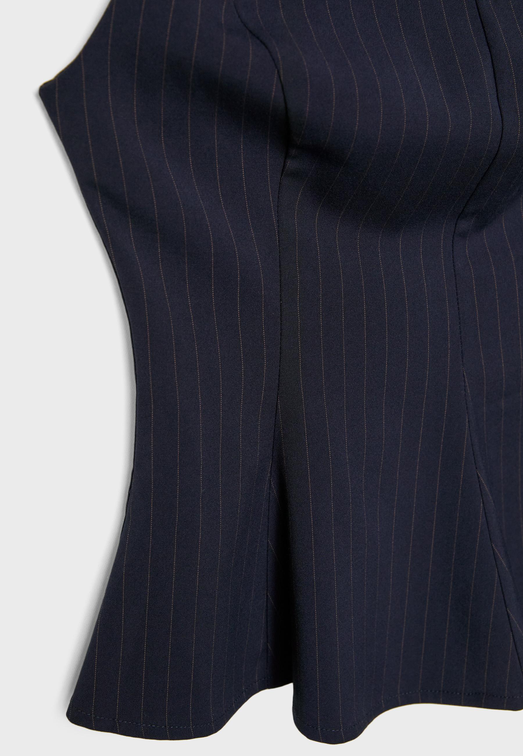 Çizgili peplum kolsuz top - Görsel 8