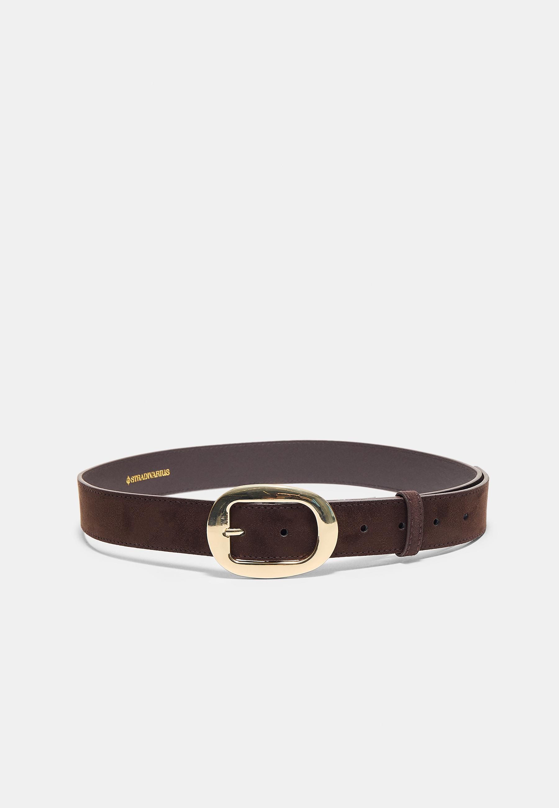 Oval buckle belt — Brown