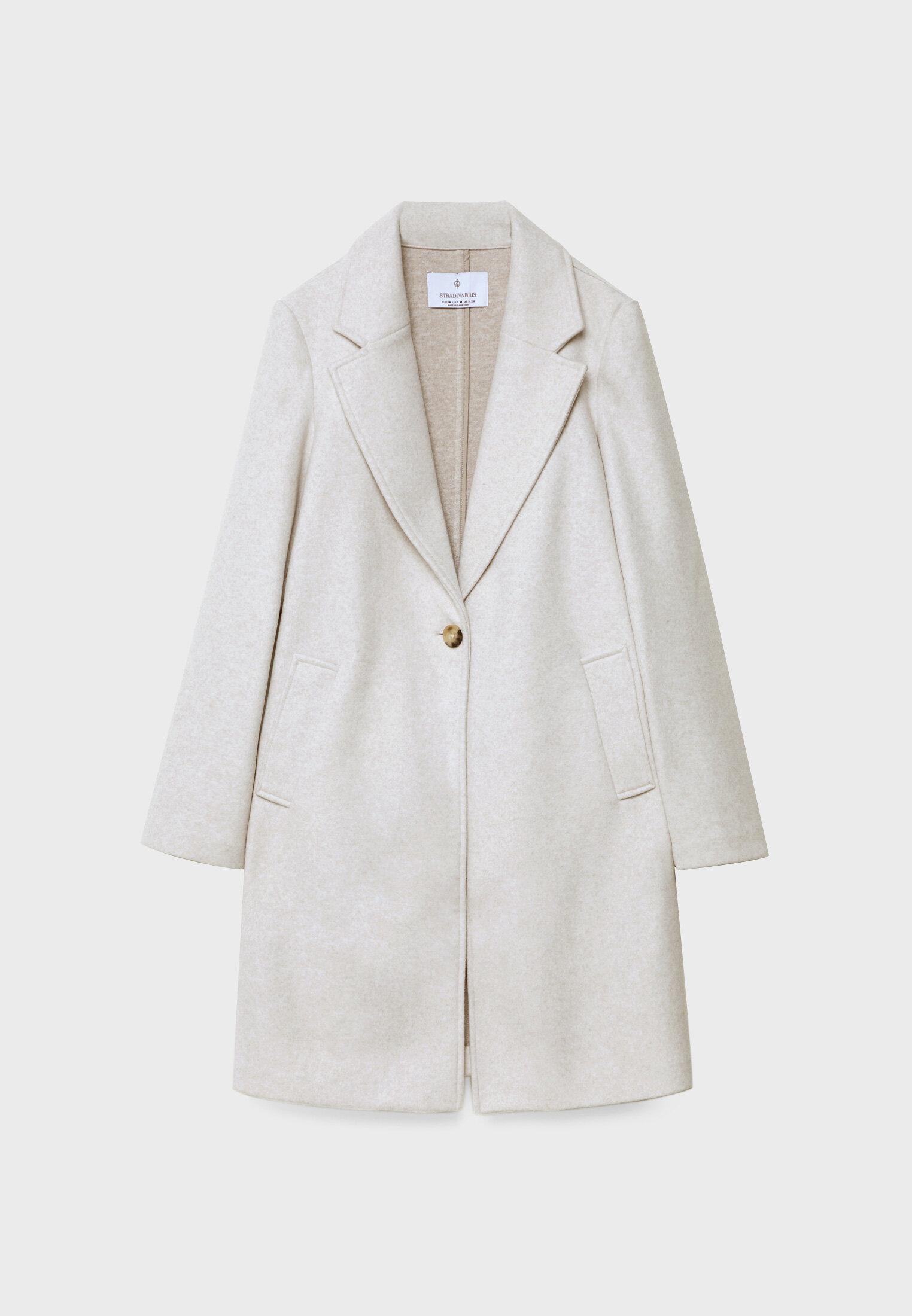 Single-button midi coat — Ecru