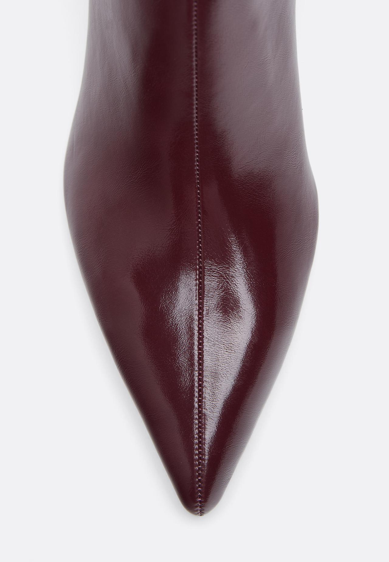 Leather effect kitten heel ankle boots — BURGUNDY