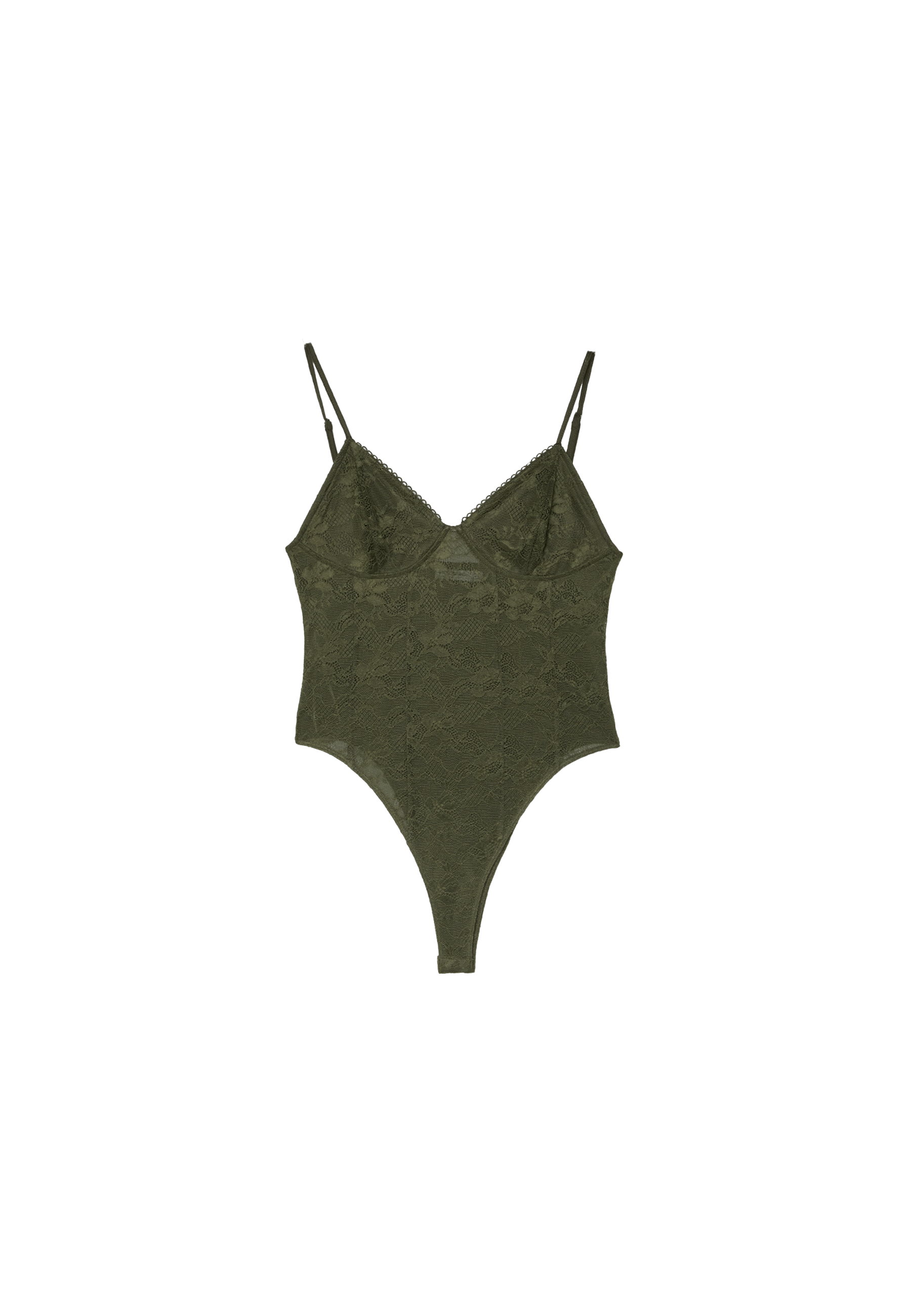Lace strap bodysuit — Olive green
