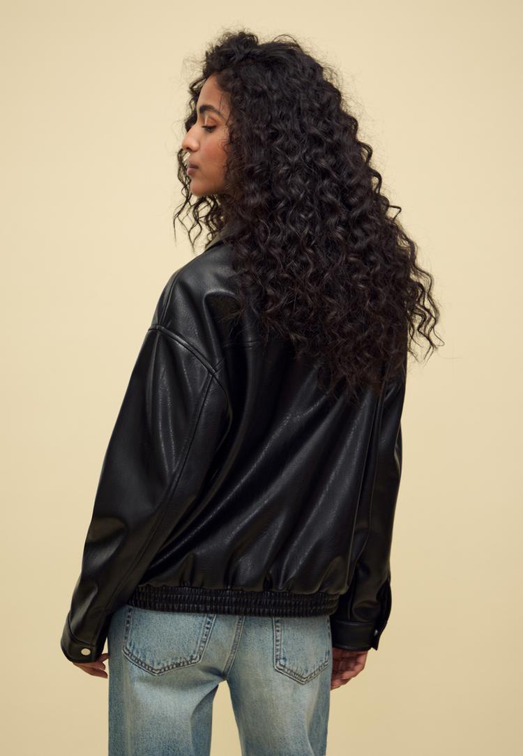 oversize faux leather jacket