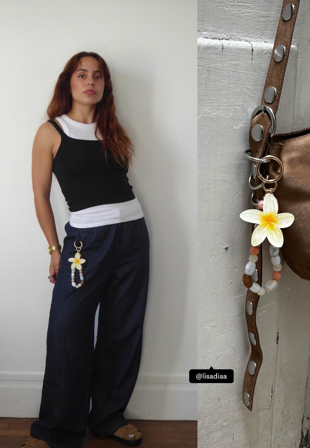 Porte-clés breloque fleur