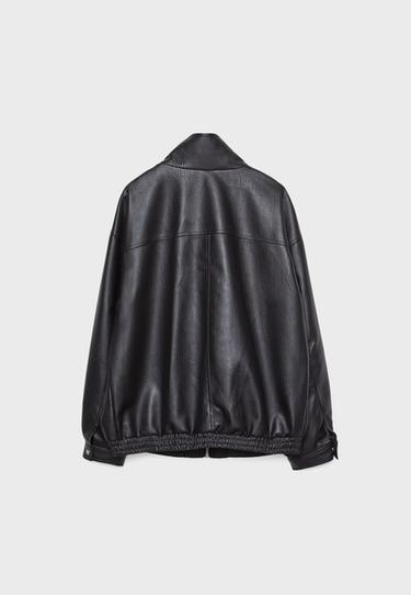 Oversize leather effect jacket — Black 8