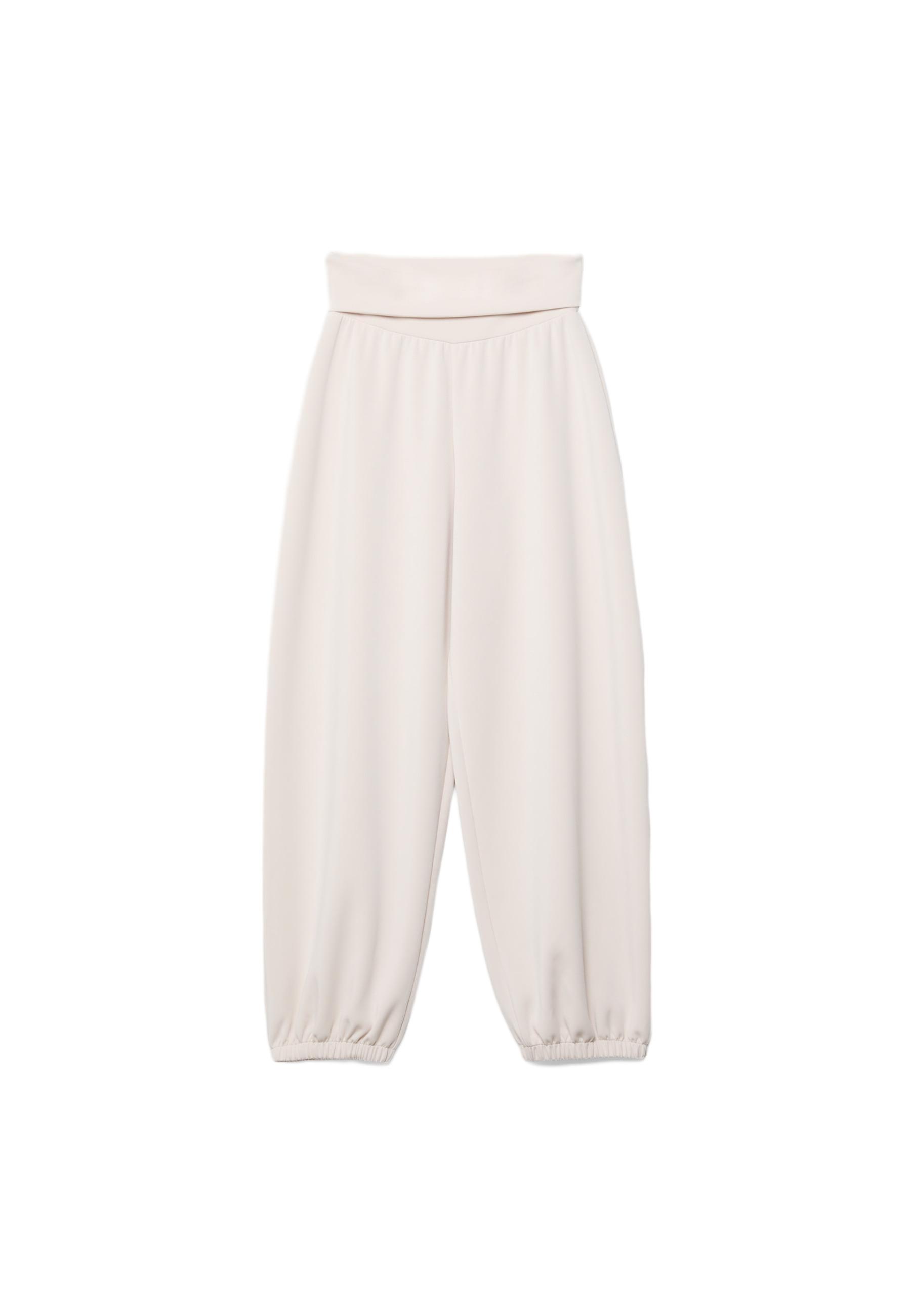 Soft-touch balloon jogger trousers with turn-up waist — Stone