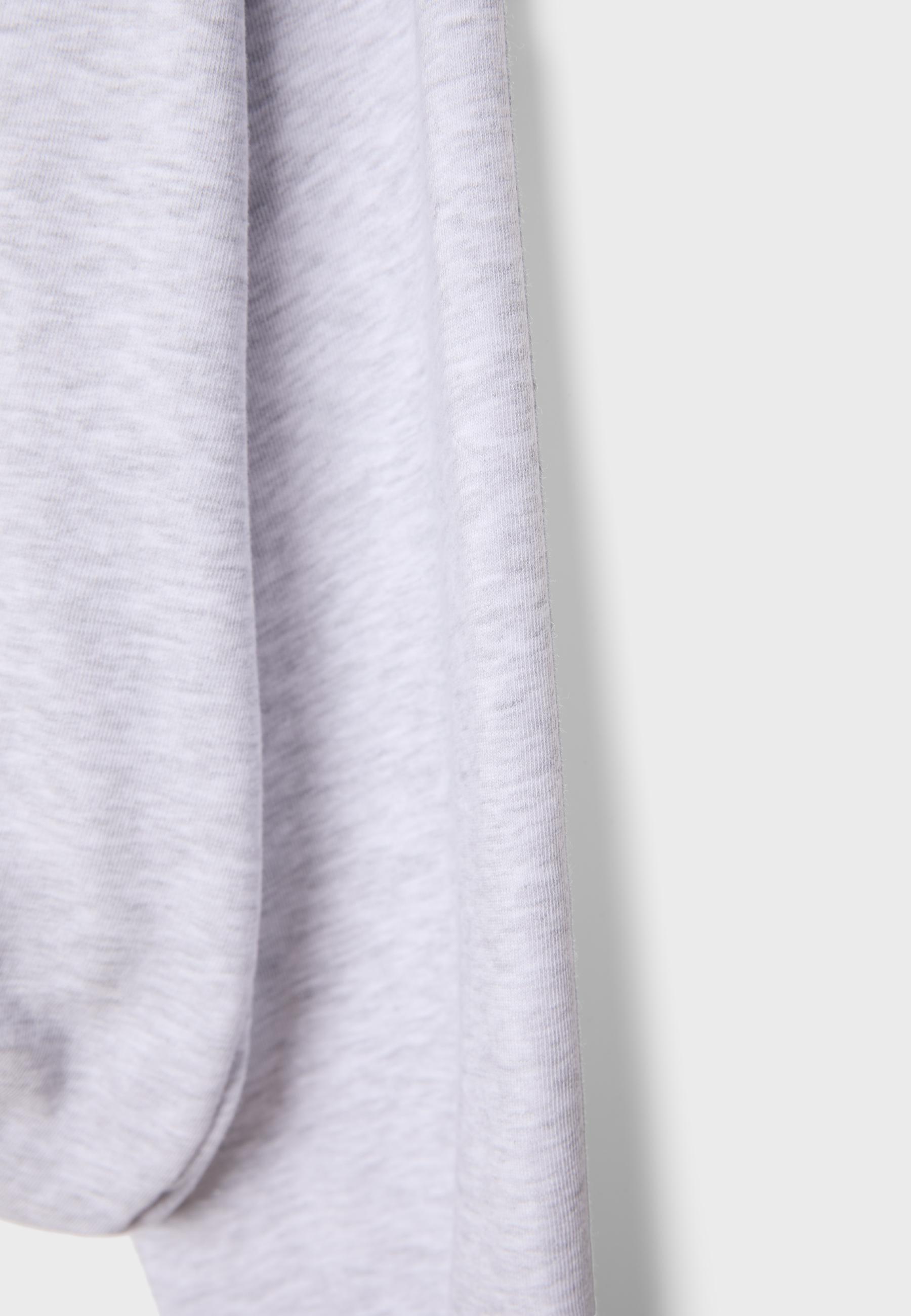 Printed Hooded Bomber Sweatshirt — Grey melange
