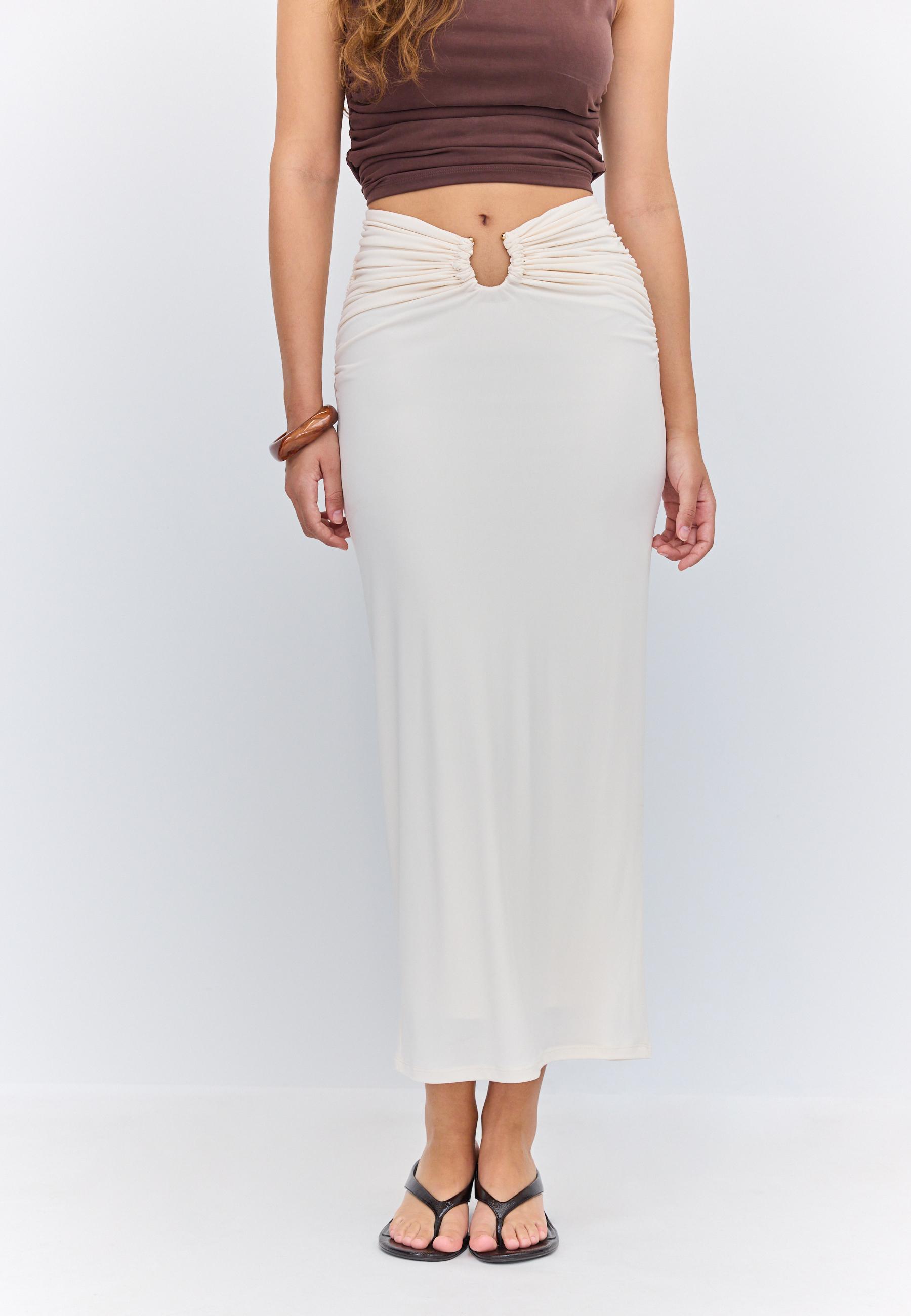Pencil skirt with buckle — Ecru
