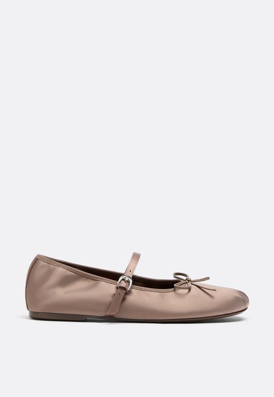 satin buckle ballet flats