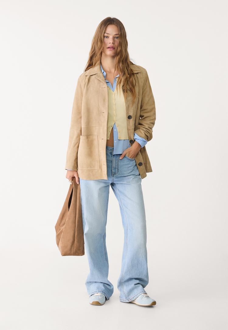 chaqueta americana 100 piel ante