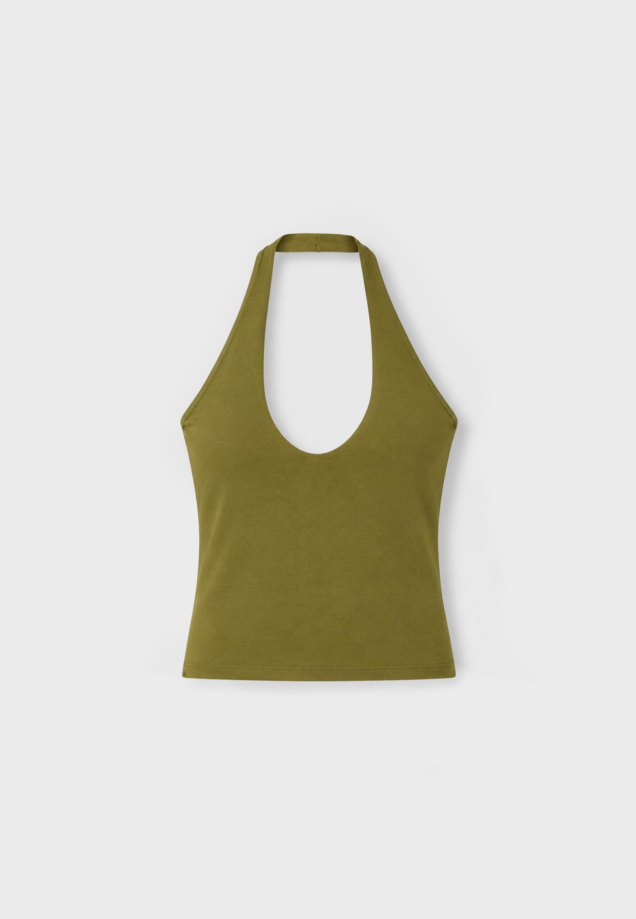 Basic halter top — Olive green