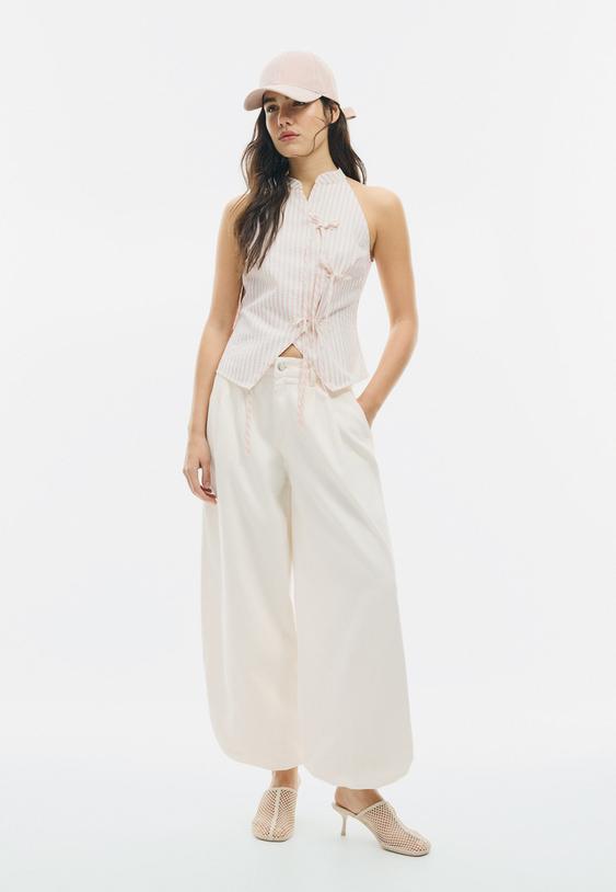 Halter yaka qipao görünümlü top - Görsel 10