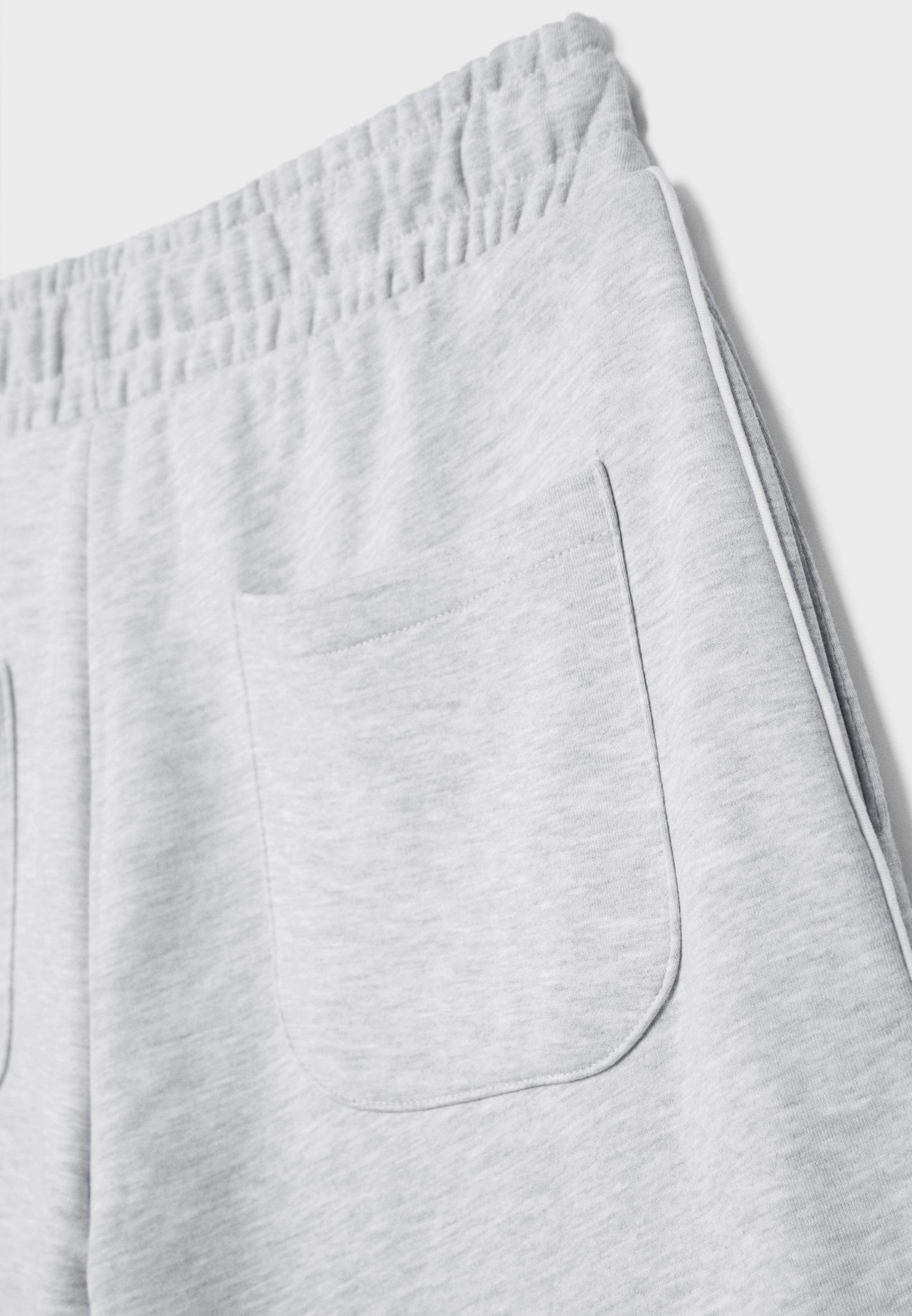 Wide-leg plush trousers with trim detail — Grey melange