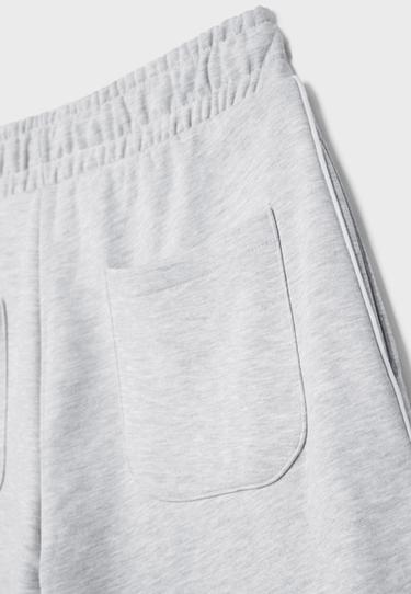 Wide-leg piped plush trousers — Grey melange 9