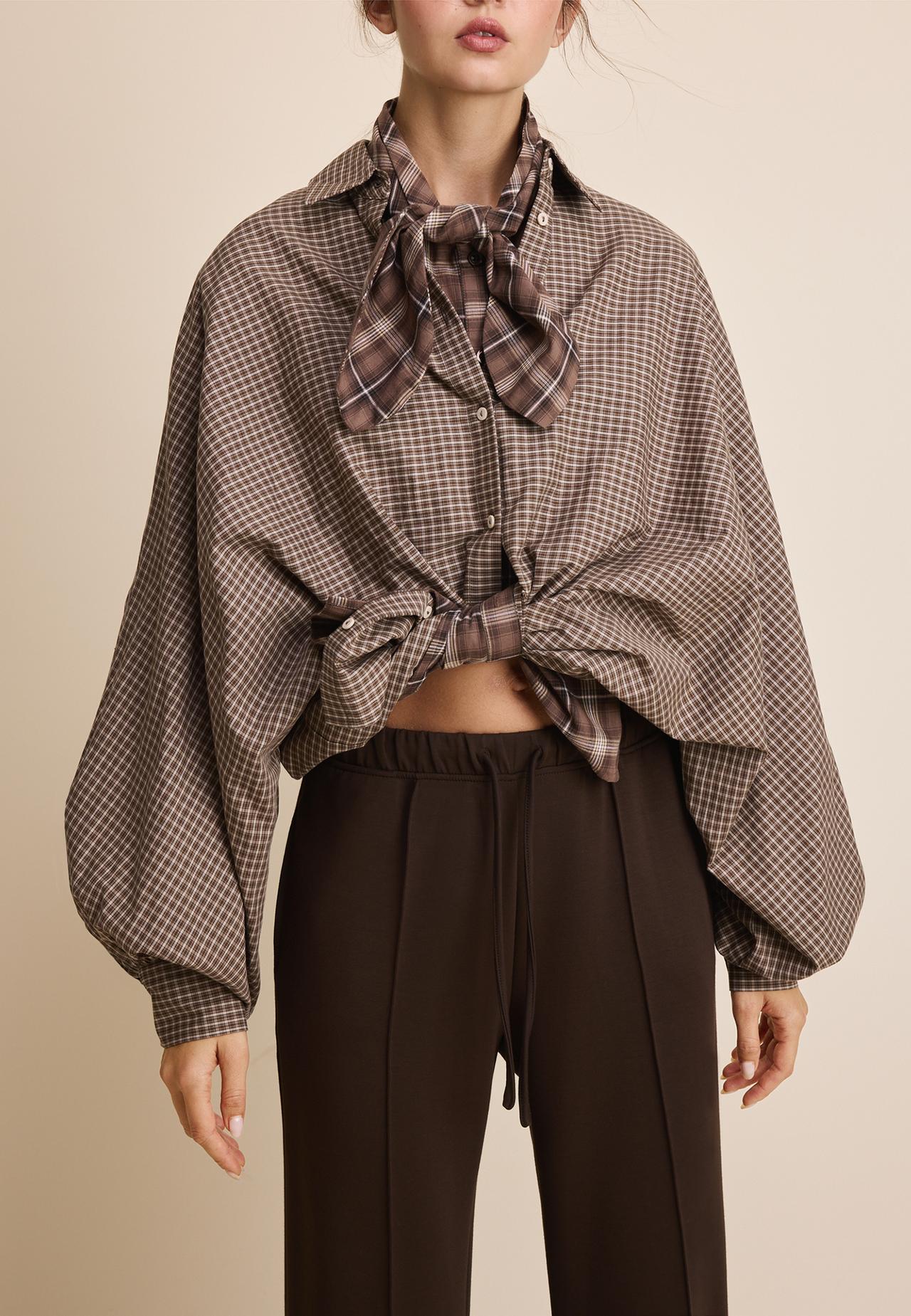 Soft-touch wide-leg jogger trousers with pin tuck — Brown