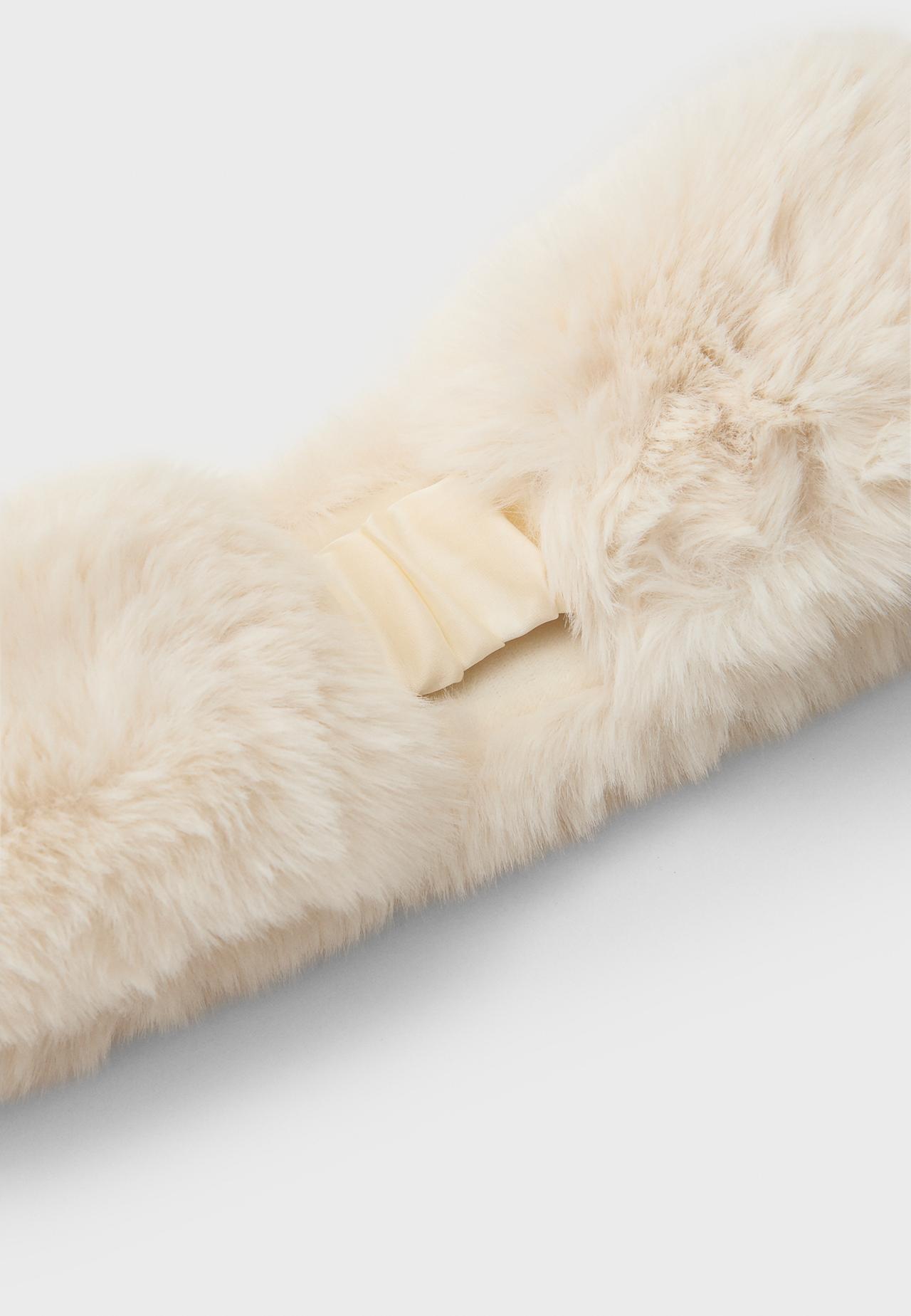 Faux fur headband — Ecru