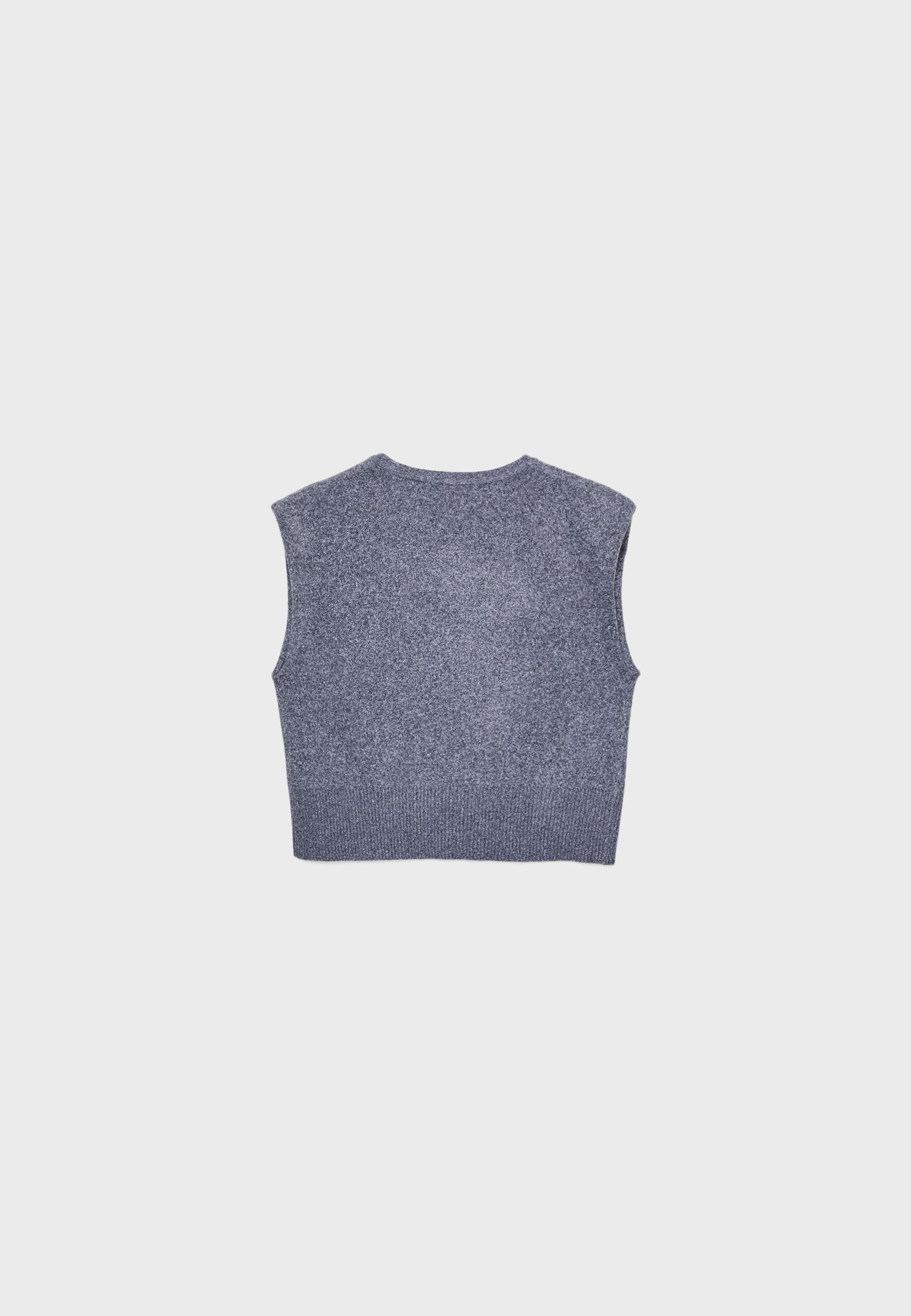 Knit vest with padded shoulders — Dark grey