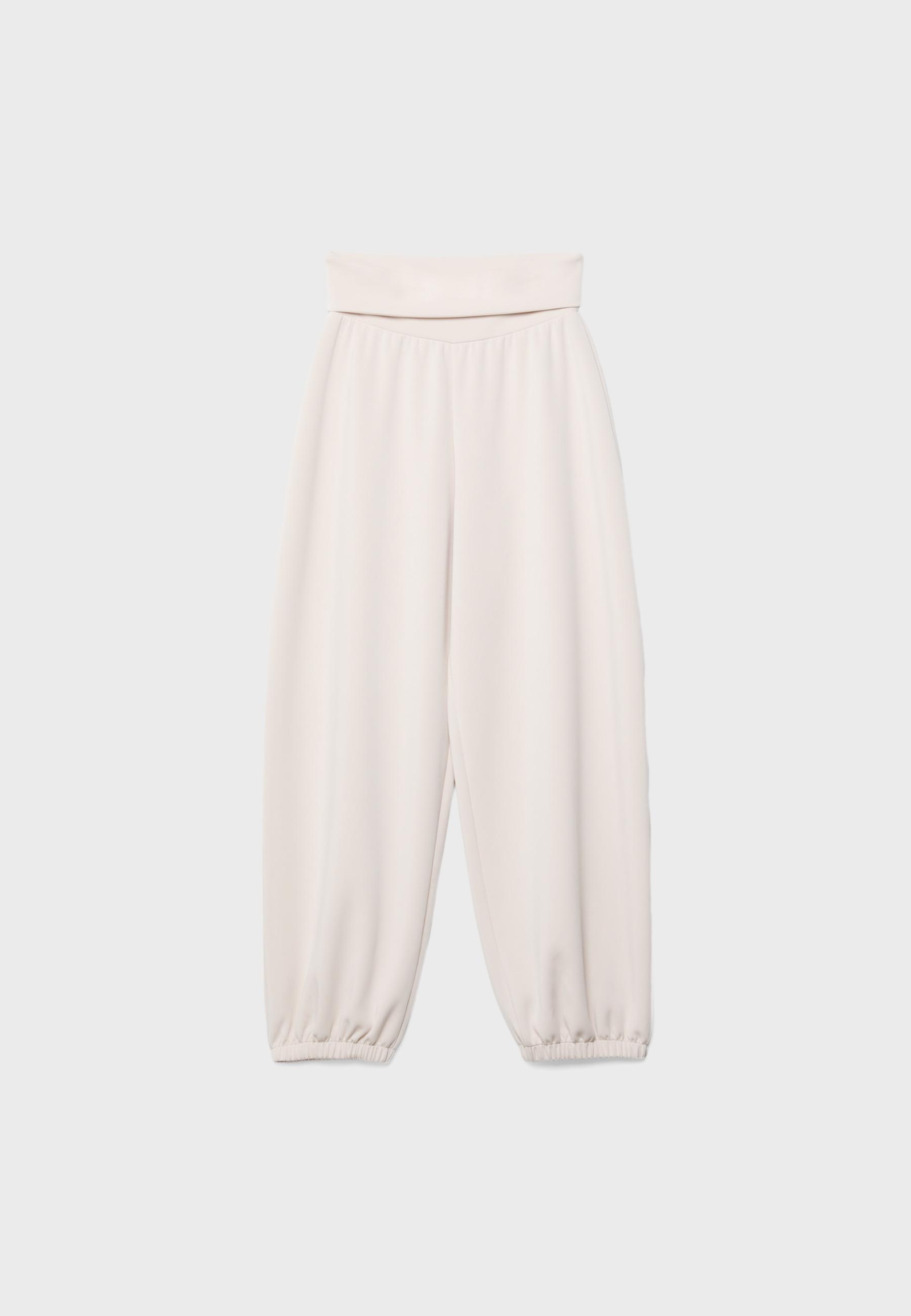 Soft-touch balloon jogger trousers with turn-up waist — Stone