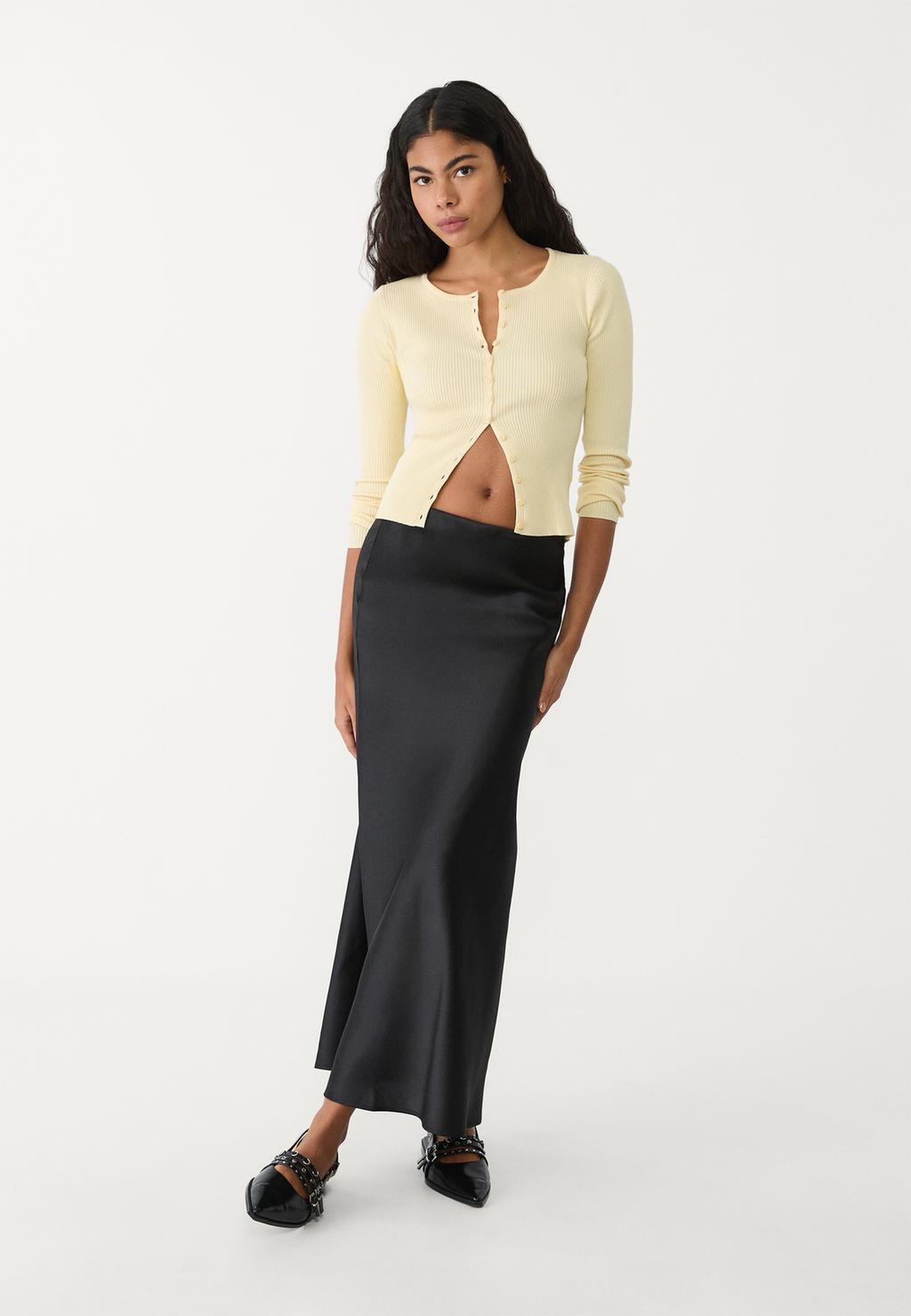 Satin midi skirt