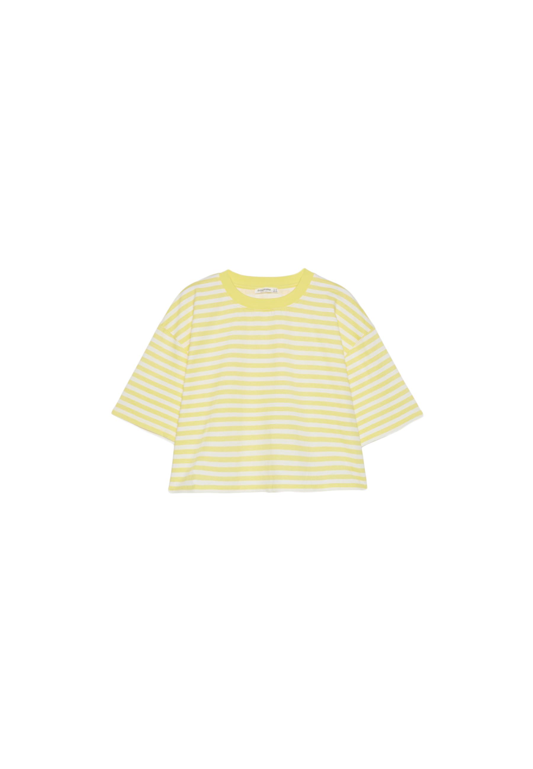 Striped short sleeve T-shirt — Pastel yellow
