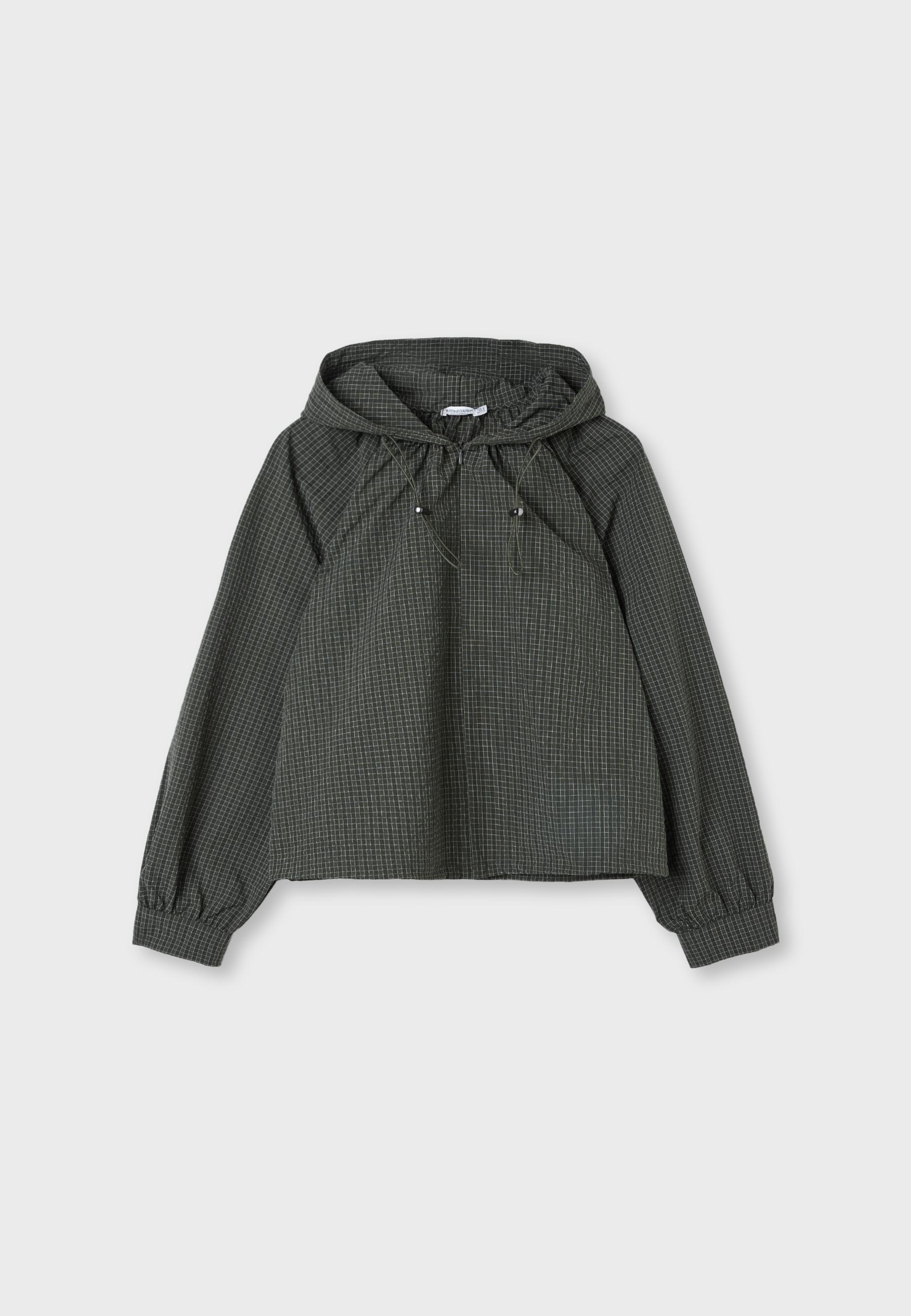 Checked Technical Sweatshirt — Khaki