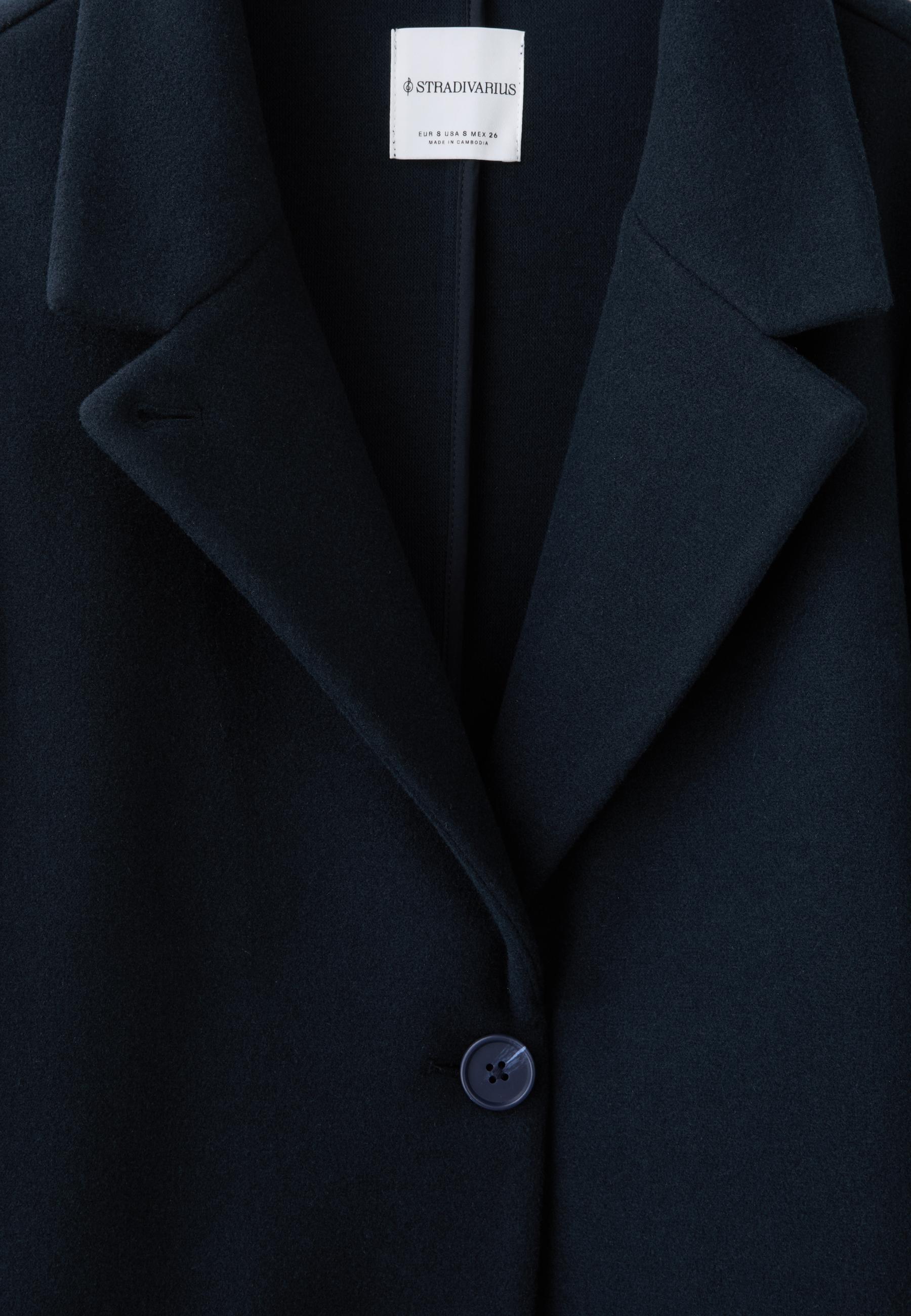 Straight soft-touch coat — Dark blue