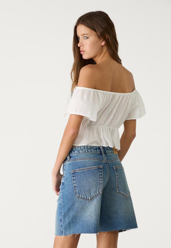 orta bel denim bermuda