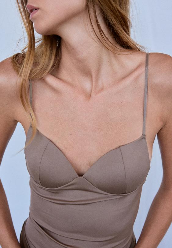 Stradivarius Top Im Burlesque-Look Braun M