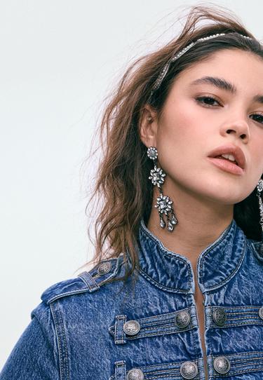 Long rhinestone earrings — Grey 5