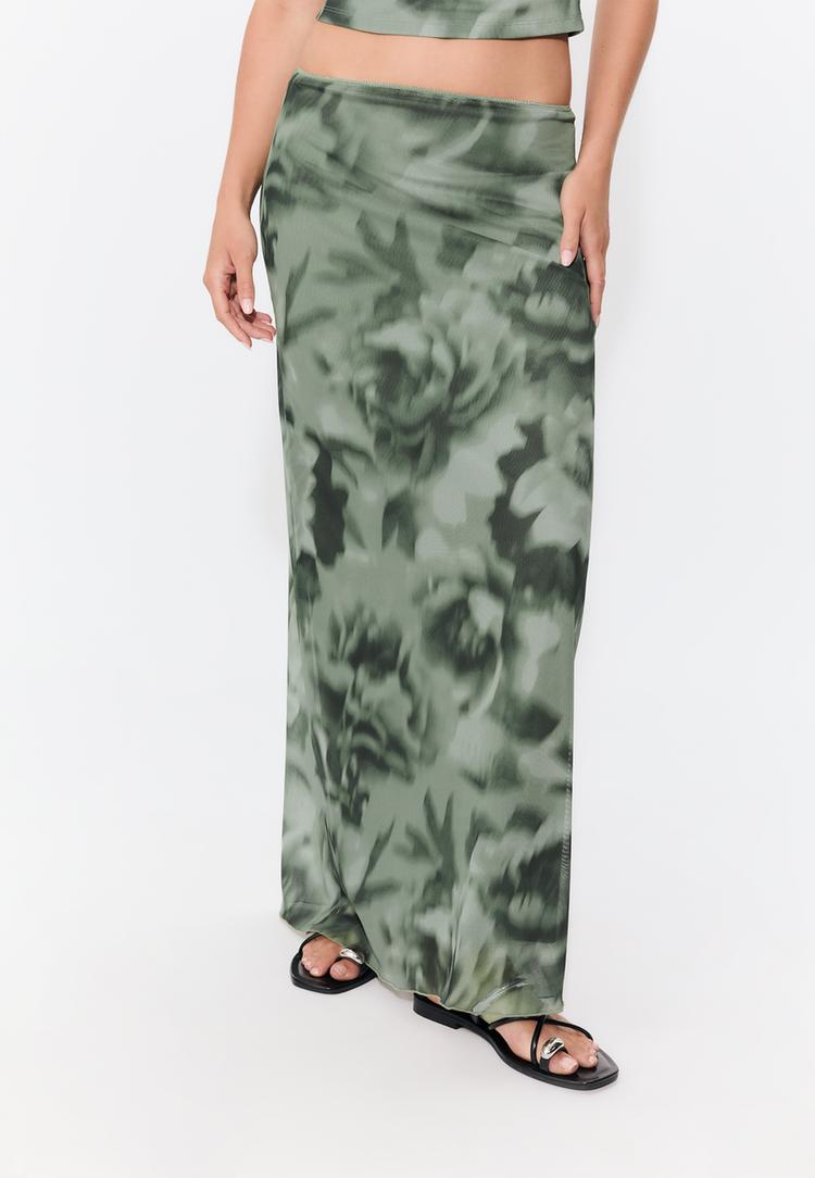 falda midi tul estampado