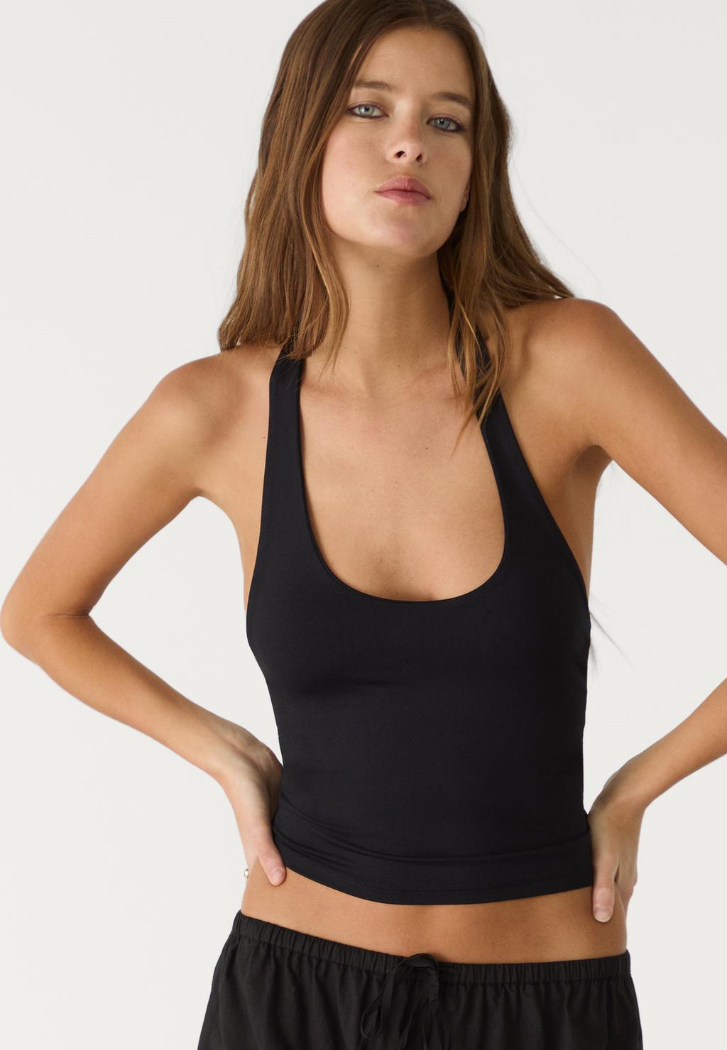 Racer-neck top