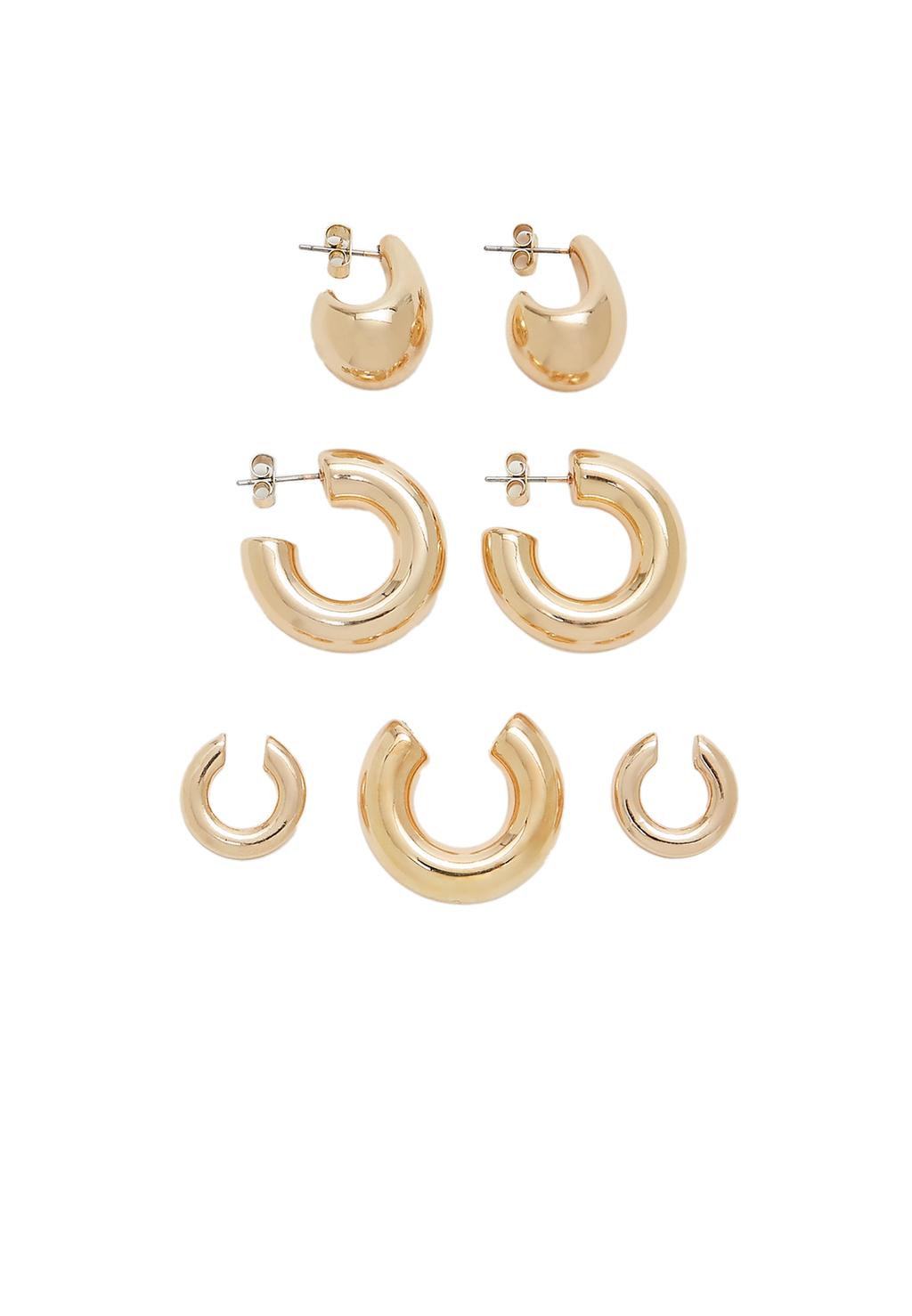Lot de 2 boucles d’oreilles : pendantes, créoles et ear cuff