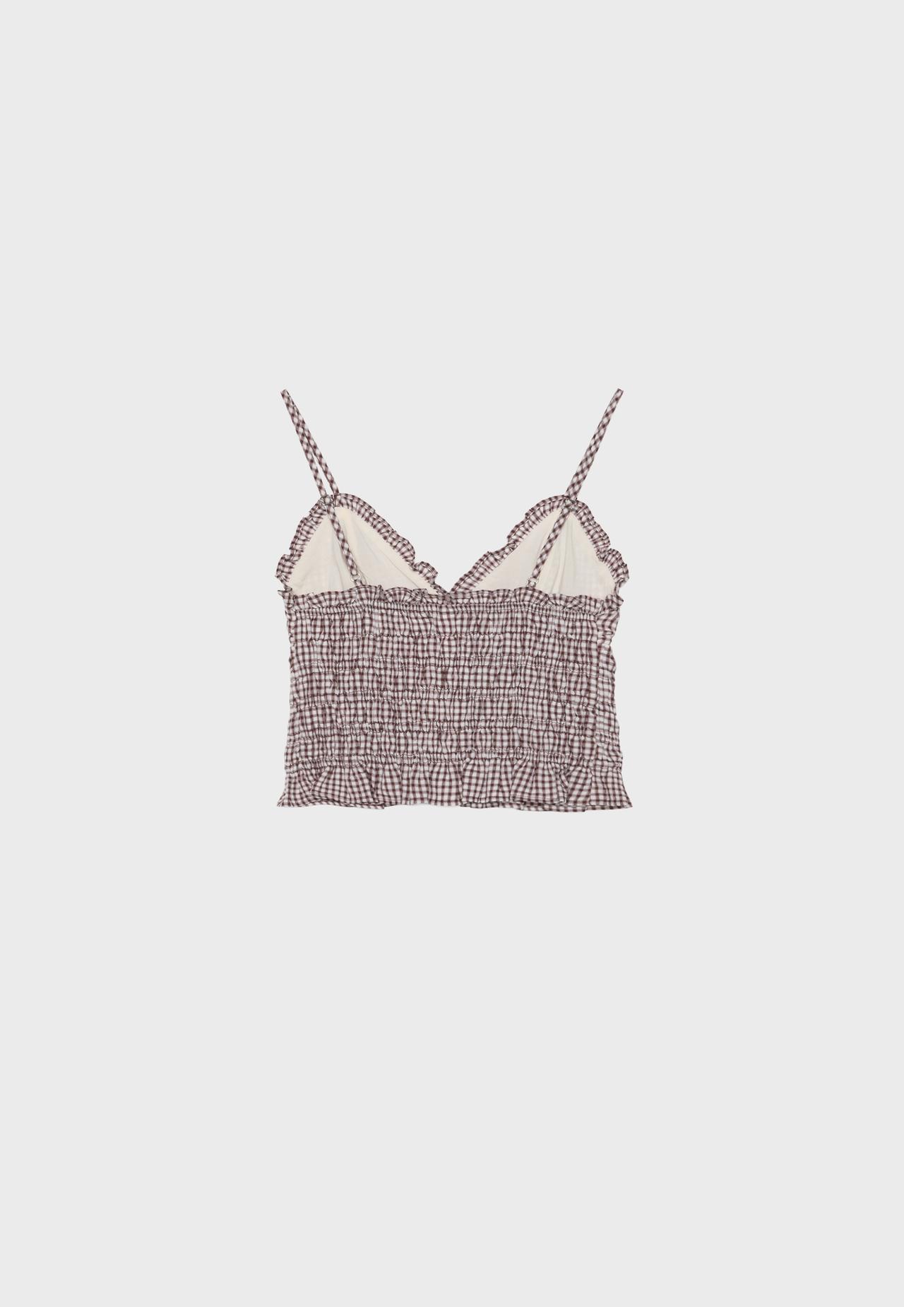 Shirred strappy top — Terracotta