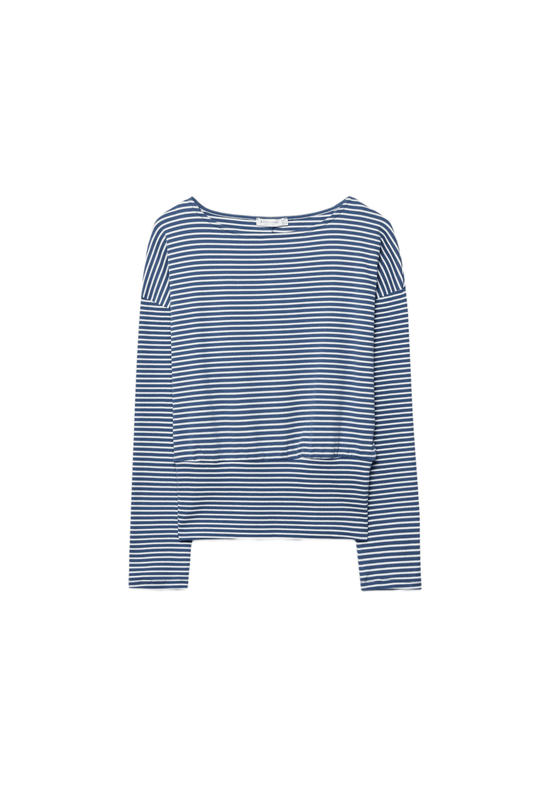 Long sleeve boat neck T-shirt with striped sash — Navy blue