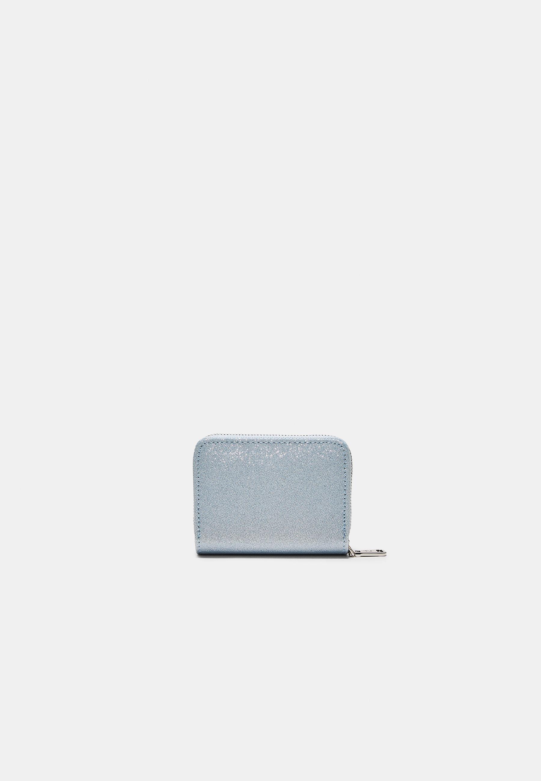 SHIMMERY ZIP-UP PURSE — Sky blue