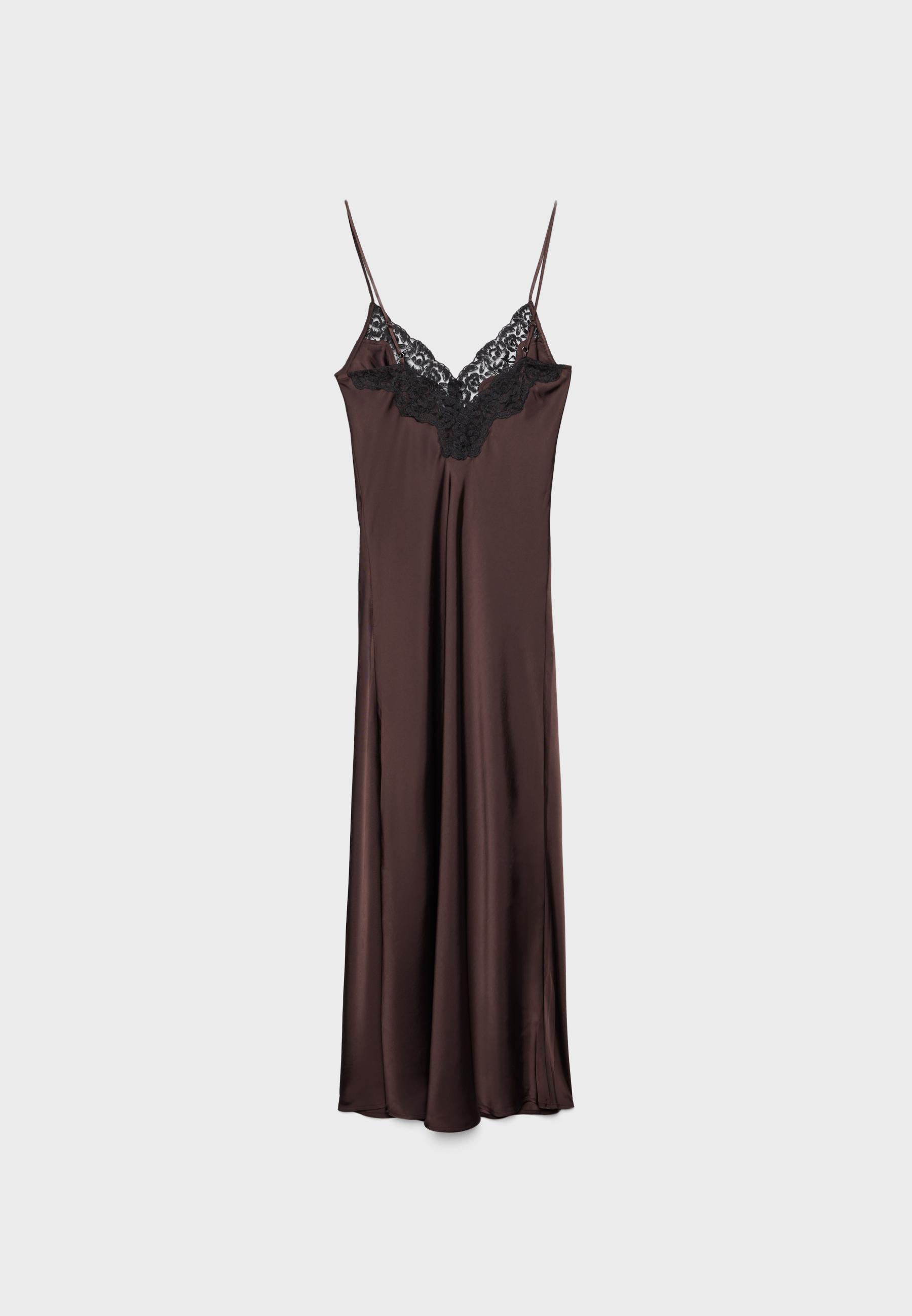 Satin camisole dress — Brown