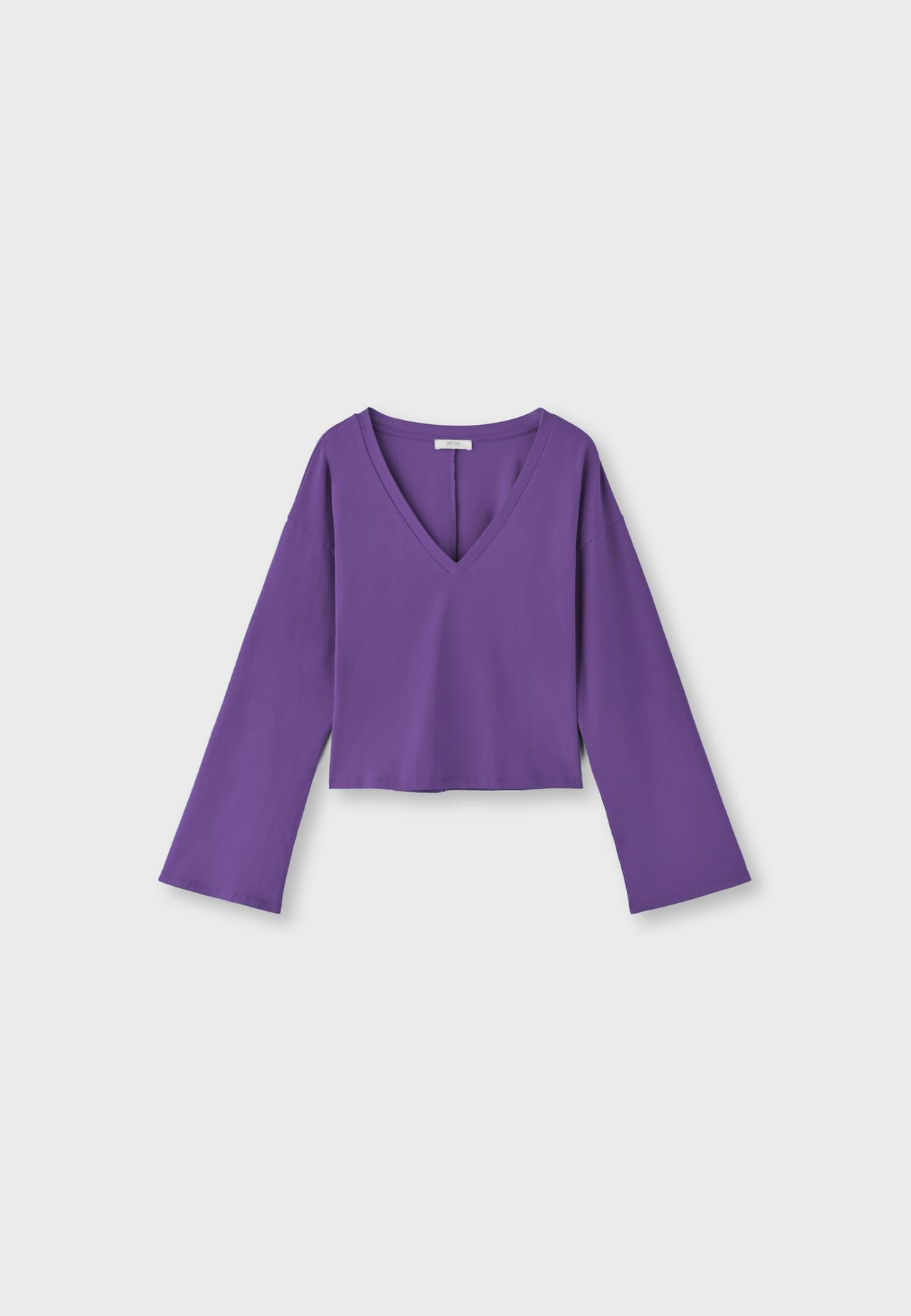 V-neck long sleeve Japanese-style top — Purple