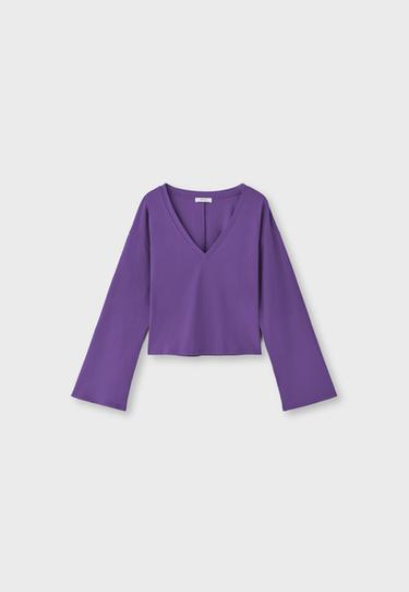 V-neck long sleeve Japanese-style top — Purple 7