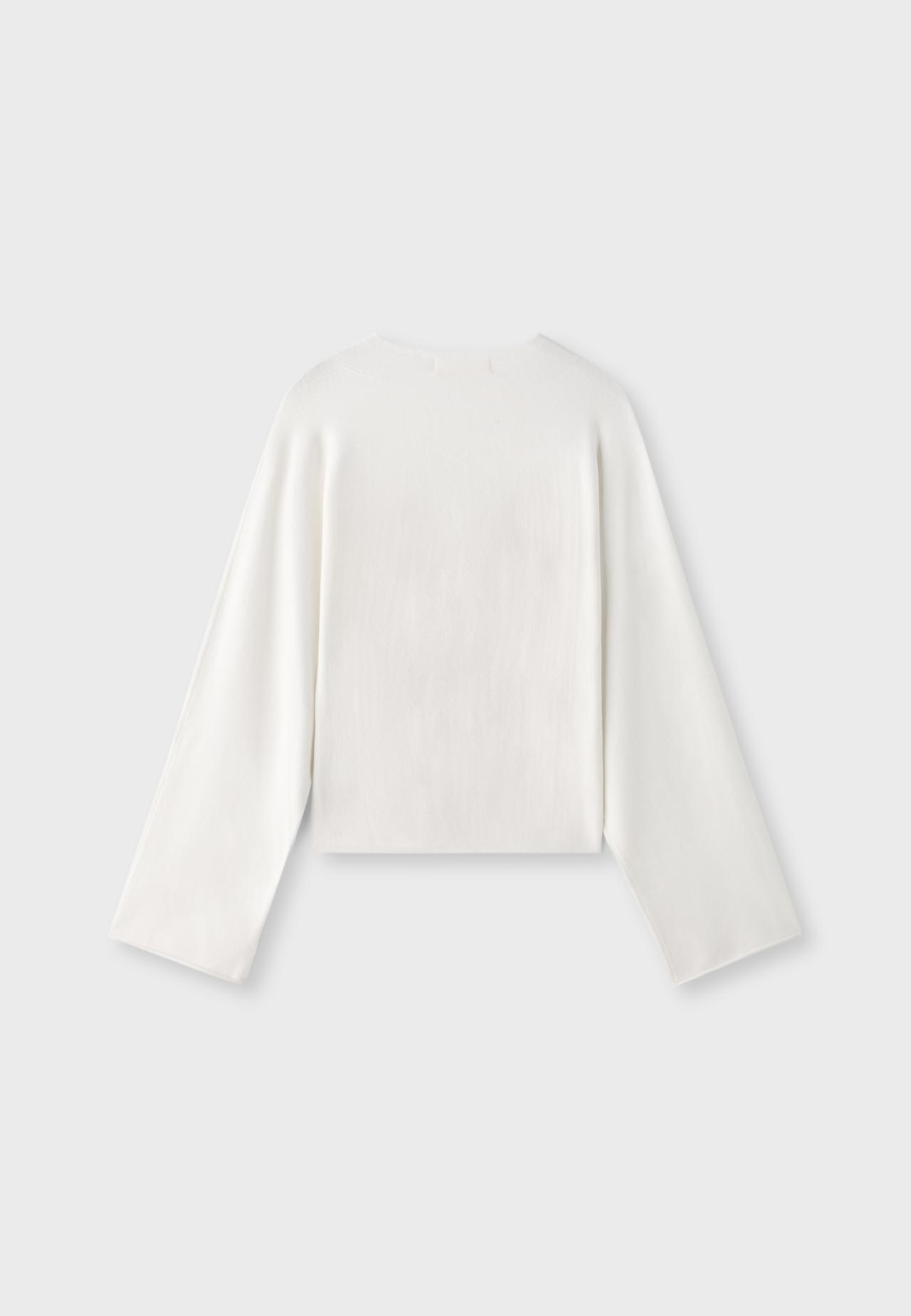 Knit jumper with kimono sleeves and stand collar — Ecru
