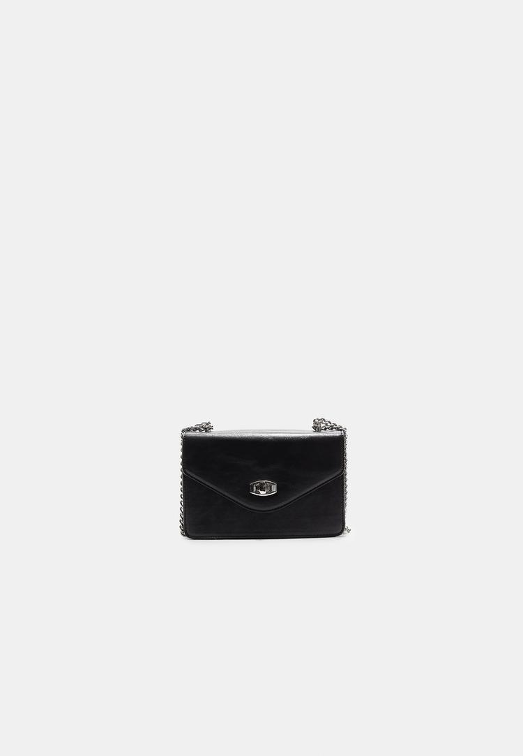 Stradivarius Crossbody Kabelka So Zapínaním Black Os