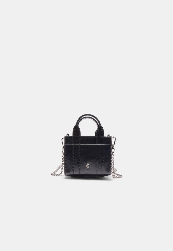 Stradivarius Mini Tote Bag Black Os